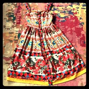 Multi Floral patterned w ornate buttons dress